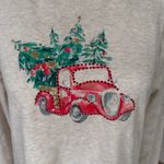 Croft & Barrow  Petites SP linen cream color long sleeve red truck Christmas top Photo 5
