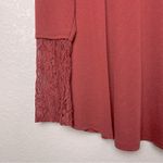 Knox Rose Women's Brick Red Ribbed Long Sleeve Tee with Lace Sleeve Size L Photo 3