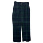 Sézane Sezane Martin Plaid Wool Blend Trousers Green Navy Wide Leg Size 4 Preppy Photo 1