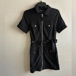 Current Mood Black Belted & Zipped Utility Dress S Photo 4