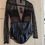 Music Legs Black Fishnet and Leather Bodysuit Size undefined Photo 8