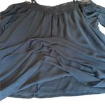 Torrid  Chiffon Lace Trim 3/4 Sleeve Cold Shoulder Blouse Womens Size 1X Black Photo 6