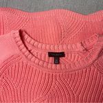 Talbots  Pointelle Raglan Crew Neck Knit Sweater Salmon Rose Pink Coral XS Photo 8