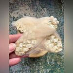 Vintage woven face veil floral bridal wedding headpiece hat Tan Photo 6