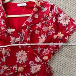 Lush Clothing NWOT Lush Red Floral Ruffle Wrap Short Sleeve Mini Dress Photo 10