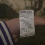 FLAW Dark Olive Green semi Sheer Peasant Long Sleeve BlouseTunic Metallic Stripe Size M Photo 6