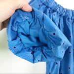 ZARA Floral Openwork Textured Blue Off Shoulder Mini Sun Dress Balloon Sleeve Photo 7