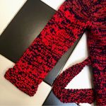 Vintage Handmade Belted Open Sweater Duster Hand Knit Red Orange Navy Crochet ~M Size M Photo 10