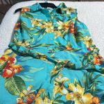 Tropical Blue and Orange Sleeveless Polo Blouse Size M Photo 9