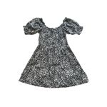H&M NWT  Dress Medium Black White Floral Print Puff Sleeve Off Shoulder Smocked‎ Photo 2