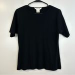 Misook Classic Black Short Sleeve Knit Top/T-shirt Shoulder Pads Size Small Photo 0