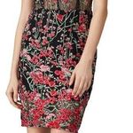 VONE Black Pink lace brocade Shortsleeve embroidered Floral Arlan Midi Dress 10 Photo 0