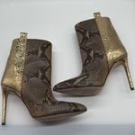 Paris Texas Metallic Snake Embossed Stiletto Booties Boots Tan/Gold Size 8.5 Brown Photo 9
