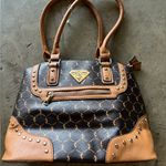 Baby Phat  NEW Logo Print Faux Leather Tote Bag Gold Studs Photo 6