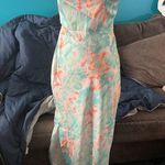 Here Comes the Sun NWT Portland One-Shoulder Maxi Dress Floral Mint, Small Photo 0