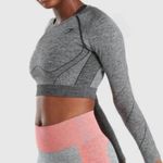 Gymshark hyper-amplify seamless long sleeve crop top in black marl size L Photo 1