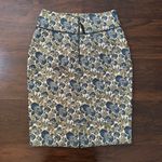 Magaschoni Collection blue gold & cream floral pencil skirt size 8 Photo 2