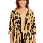 Chico's Chico’s Size 1 Open-Front Cardigan Jacket Animal Print Linen Blend Photo 0