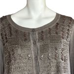 Chico's  Women's Cardigan Sweater Size 1 Taupe Camel color Embellished Beaded Photo 6