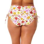California Sunshine High Waisted Floral Bikini Bottom Lace-Up Sides White 1X Photo 1