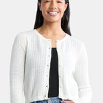 Vtg Y2K Madden NYC Women’s White Cotton Crochet Cardigan Size L Button Front Size L Photo 0