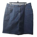 CHIC YATON Denim Skirt Dark‎ Wash Stretch Casual Classic XL Blue Photo 0