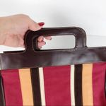 Victoria's Secret  suede striped mini Tote Purse Photo 1