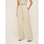 Reformation  Tencel Lyocell Pleated Wide Leg Pants Beige Size 10P Career Casual Photo 11