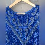 Relin Vintage Blue Sequin Maxi Dress Formal Gown Beaded 100% Silk Dynasty 1980s Size L Photo 10
