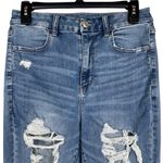 American Eagle SZ 8 SHORT Curvy Jeggings Jeans Super Hi-Rise Distressed Rip Blue Photo 1