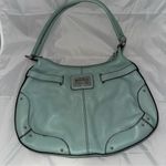 Maxx New York Signature Light Blue Leather Floral Interior Shoulder Bag Photo 0