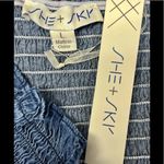 VICI Vintana Smocked Tencel Cropped Straps Tank Top- Denim Blue- Large Photo 7