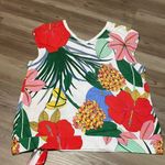 Talbots Women's V-Neck Sweater cap sleeved Multicolor Tropical Print Size LP Tie Photo 7