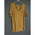 Maurice's Yellow Striped Roll Cuff Short Sleeve High Low V Neck Top Size 2X Photo 1