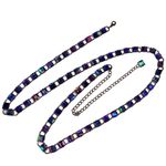 Rare Quality 40” Long Purple Iridescent Link Necklace Vintage 90s Style Silver Photo 4