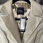 Nasty Gal  6 Genuine Leather Blazer Beige Taupe Fitted Jacket Photo 4