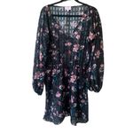 Devlin  Black Floral Alexis‎ Sheer Dress in Midnight Lotus Size Medium Photo 2