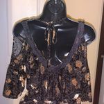 🌸HOST PICK🌸Beautiful Black n Brown Velvet Peek a Boo Sleeves Blouse. Sexy “V” Size M Photo 3