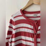 L.L.Bean Women's Pink Clay Striped Cotton Cashmere Cardigan Long Sleeve Photo 1