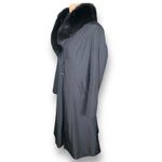 St. John Black Long Coat Removable Real Fox Fur Collar Luxe Winter Elegance 12 Photo 4