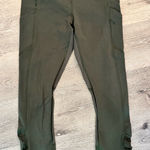 Lululemon  Olive Green Cropped Leggings Side Zip Pockets Size 8 Photo 0