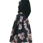 Blvd  Women's Blossom Midi Skirt in Black Size Medium Lined Photo 0