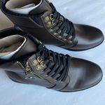 Dottie boot brown side zipper combat lace up round toe low heel boot Sz 7 Photo 36