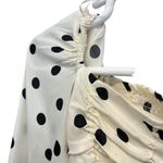 ZARA  Polka Dot Crop Top Size XS Balloon Sleeve Smocked Ruching Cream Black Photo 8