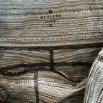 Athleta  Black White Striped Sheer Panel Capris Pants Yoga Running Fitness VGUC M Photo 4