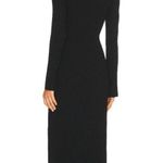NICHOLAS Saba Midi Dress in Black Ribbed Size Medium Long Sleeve Cut Out Midi Photo 3