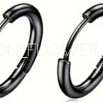 Black Huggie Hoop Earrings 16mm Photo 0