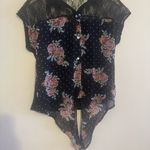 Daniel Rainn Top  sleeveless black/flowery/ lace blouse S Button Down Floral Photo 2