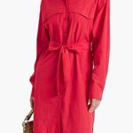 Ba&sh  Pearl Belted Red Lyocell blend Poplin Mini Shirt Dress Women’s Sz XS Photo 0