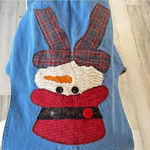 Vintage Snowman Appliqué Denim Vest – Size L – Holiday Winter Layer whimsical Photo 4